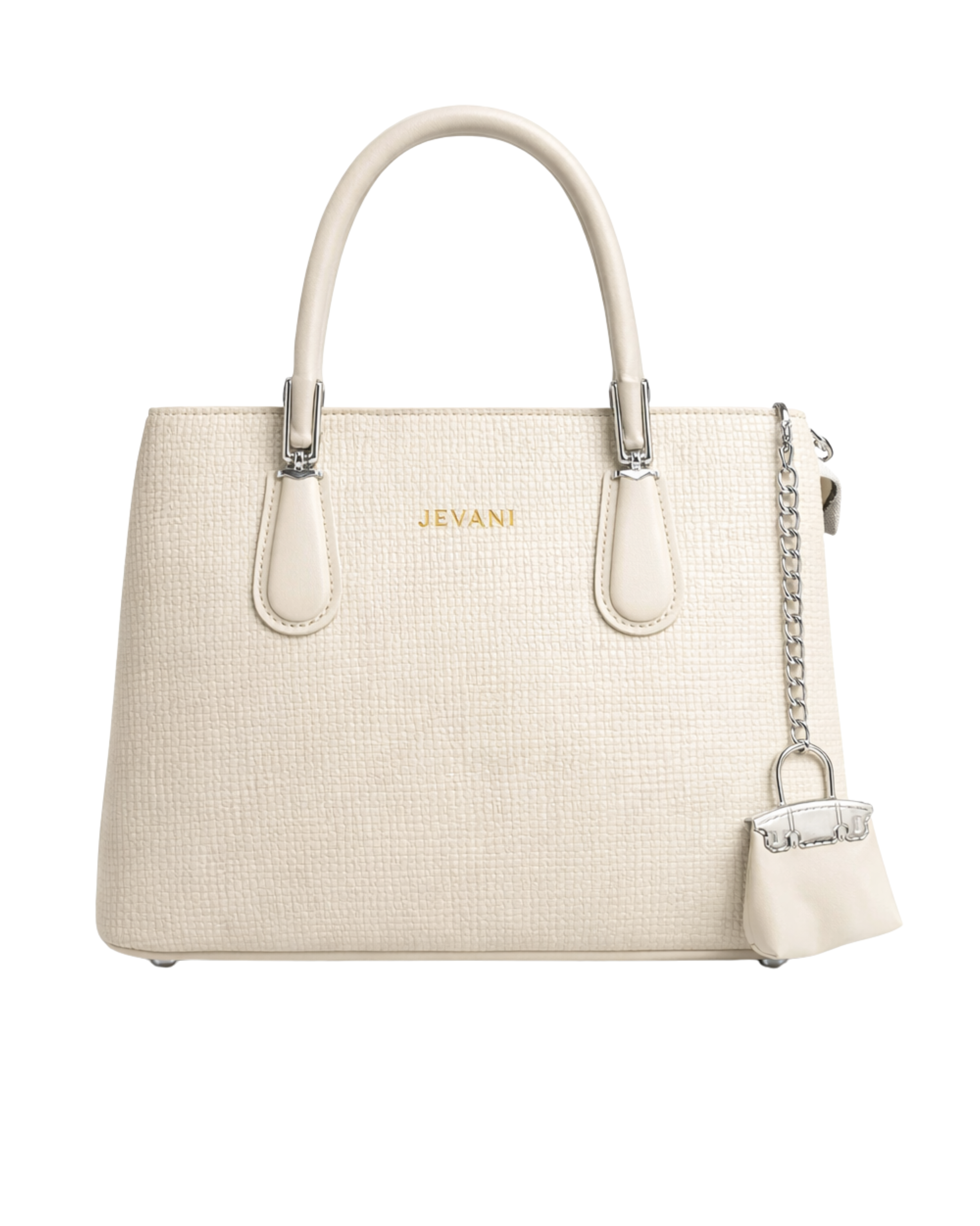 JEVANI Women’s Structured Handbag | Premium Leather Tote with Chain Charm