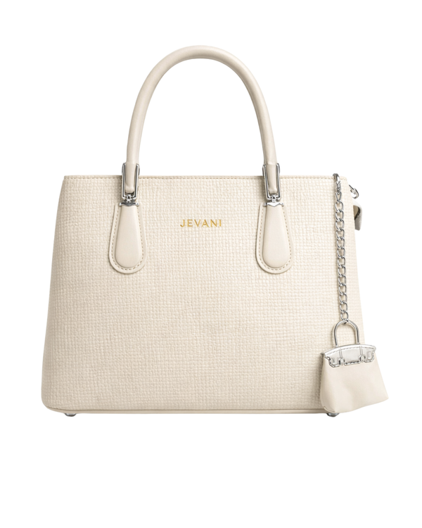 JEVANI Women’s Structured Handbag | Premium Leather Tote with Chain Charm