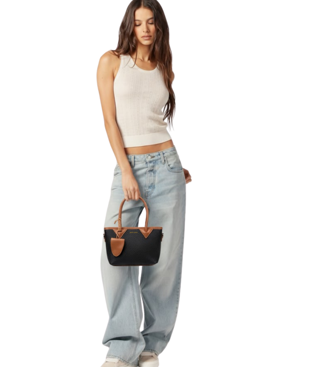 JEVANI Women’s Textured Tote Handbag | Premium Leather Shoulder Bag with Top Handles