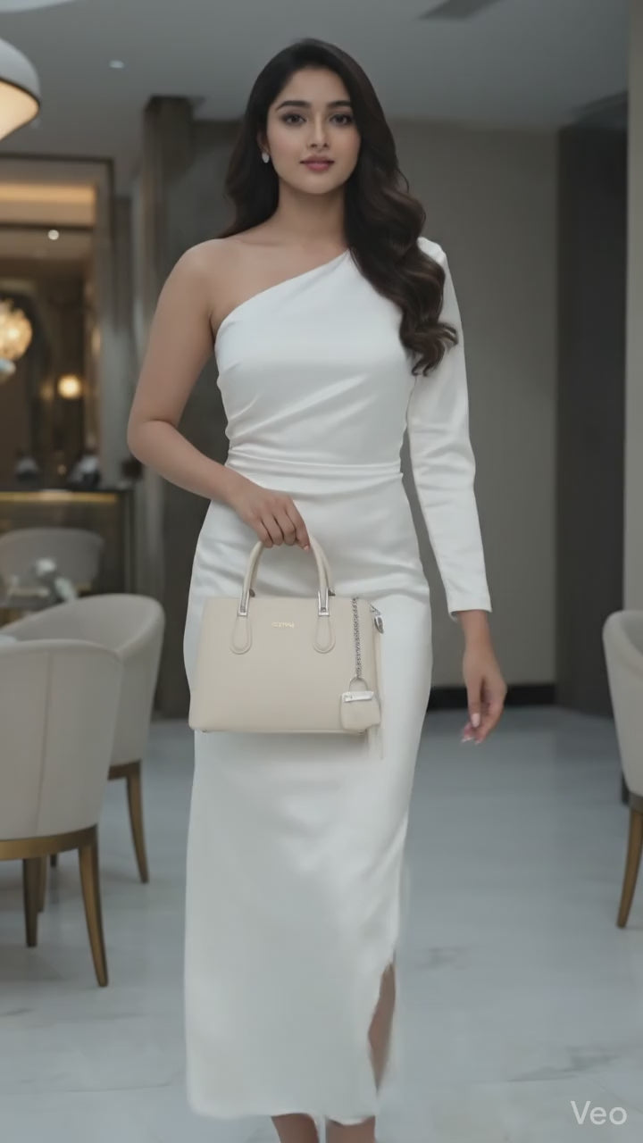 JEVANI Women’s Structured Handbag | Premium Leather Tote with Chain Charm